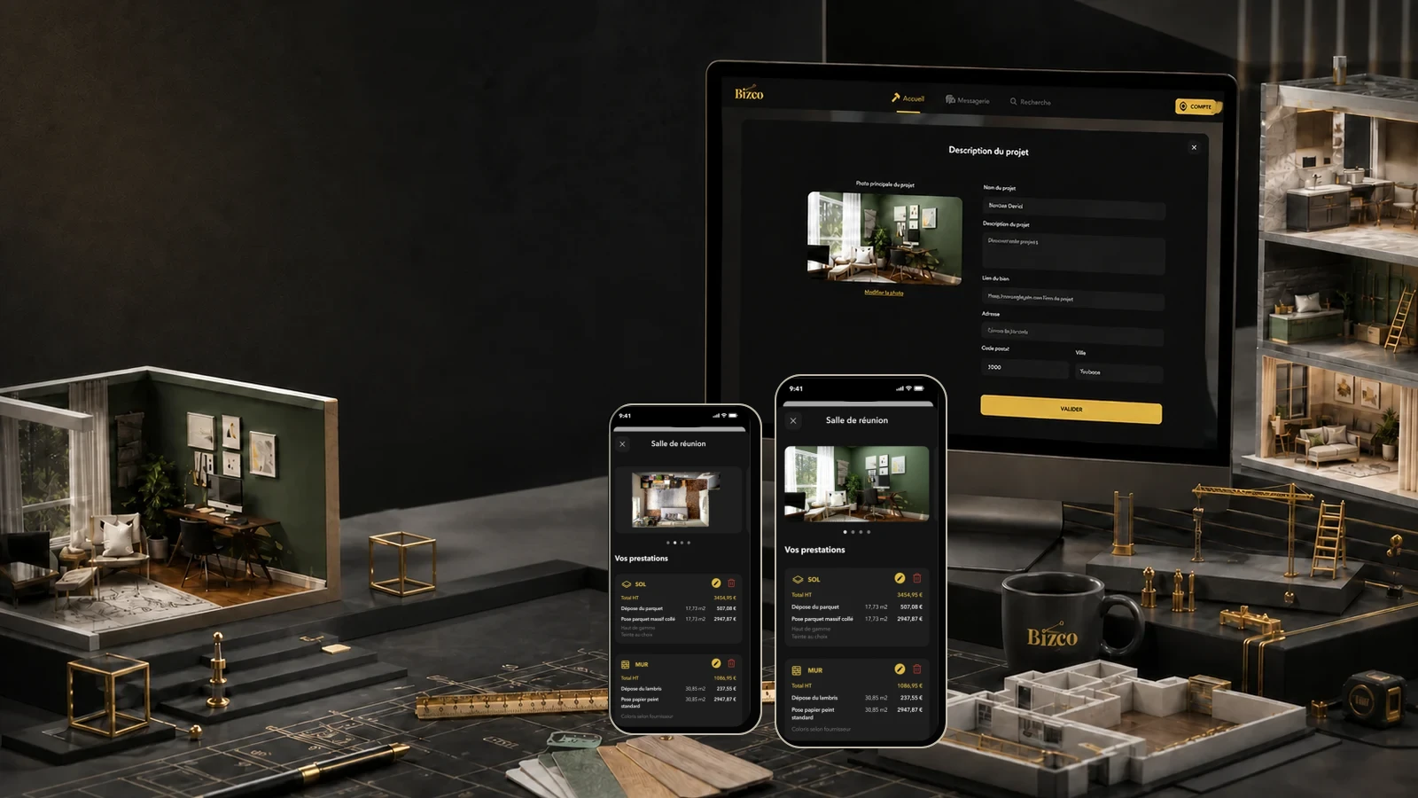 Mise en scène de l’application Bizco