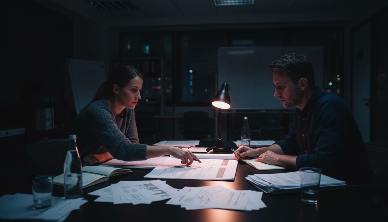 Deux personnes collaborant autour d'un laptop et de post-it
