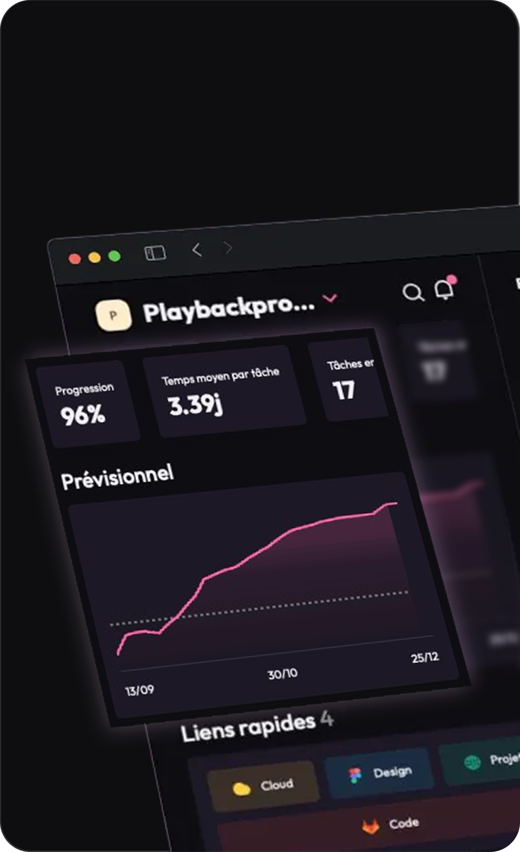 Vue minuit.app présentant l’estimation et l’avancement d’une tâche.
